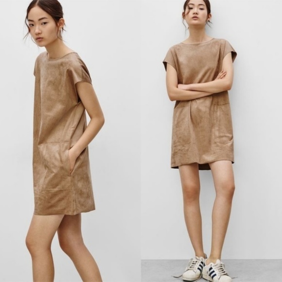 🌞Aritzia Wilfred Free Black Nori Vegan Faux Suede Dress - Picture 3 of 4